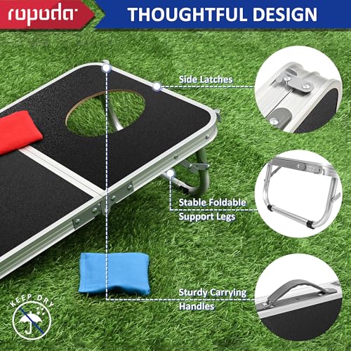 Image of ropoda Cornhole Board Set with Score Sheet, 4x2 /3x2 FT Regulation Size Corn Hole Games for Adults with Lightweight Aluminum Alloy Edging, Yard /Outdoor /Backyard Games