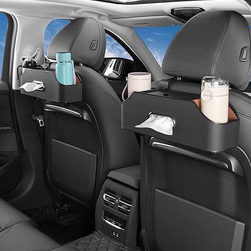 Miniatura 2 de Organizador de respaldo de asiento de automóvil, almacenamiento elegante y funcional para aventuras familiares, portavasos, caja de pañuelos y