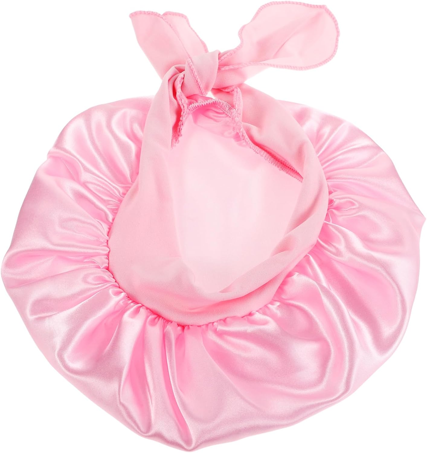 Milk Silk Girl Hat with Satin Ribbon Soft Cozy Bonnet for Sleeping Multipurpose Headscarf and Warm Essential for Showers and Newborn Care Pink