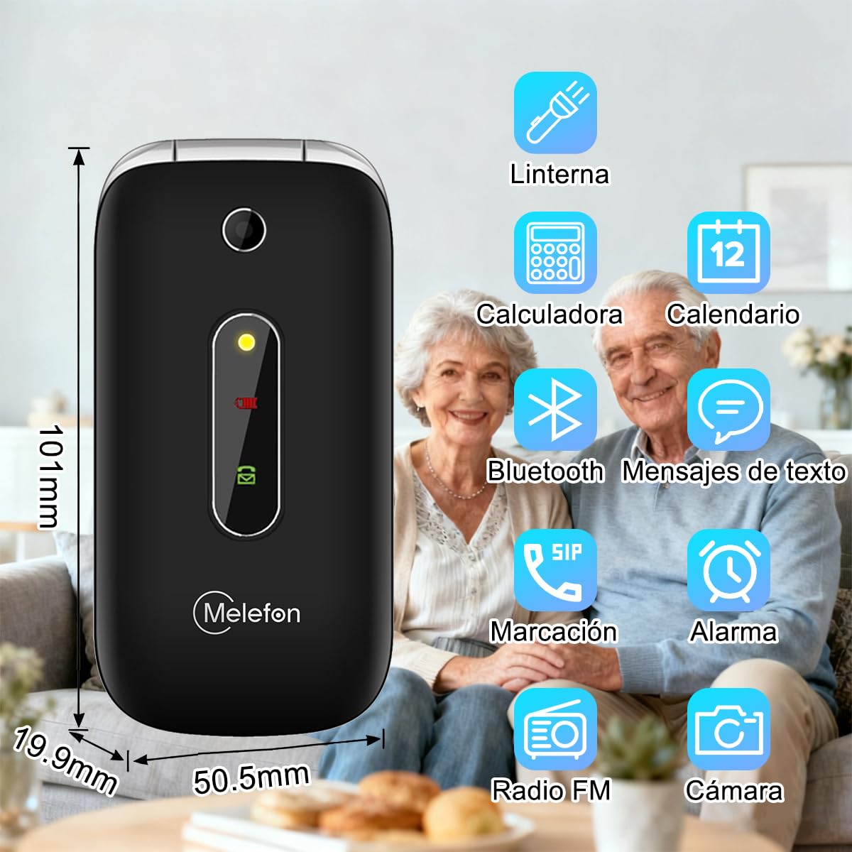 4G Teléfono Móvil de Tapa para Mayores,Botones y Teclas Grandes,Pantalla de 2,4 Pulgadas,Llamada Rápida,1350mAh Batería,Fácil Uso para Ancianos