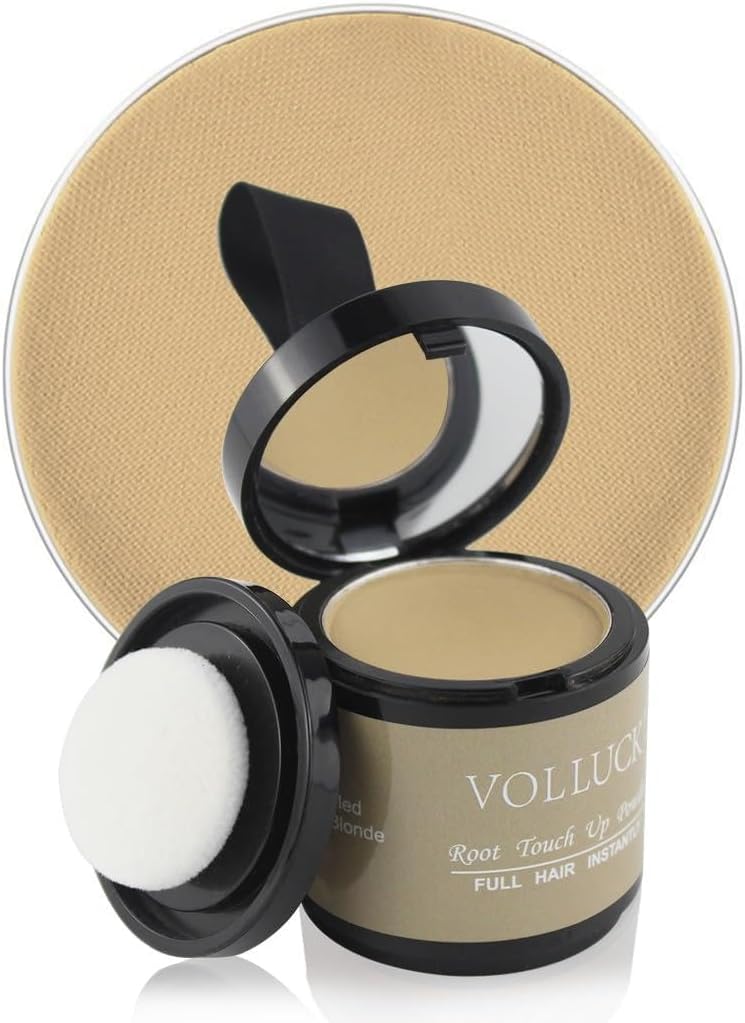 VOLLUCK Root Touch up Powder 10g – Covers Grey Roots & Conceals Thinning Hair, Hairline Powder for Men & Women – Natural Look, Easy to Use & Compact for Quick Touch Ups (Medium Blonde)