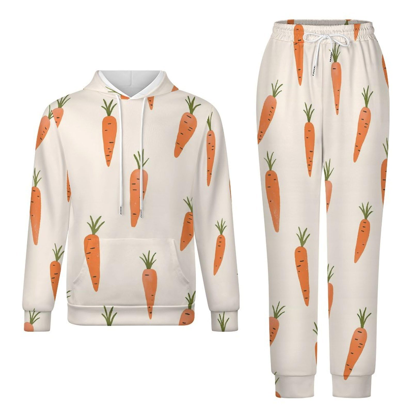 Carote Pattern Tute per gli Uomini Manica Lunga Felpa Con Cappuccio E Pantaloni Della Tuta Joggers Set Moda Tute
