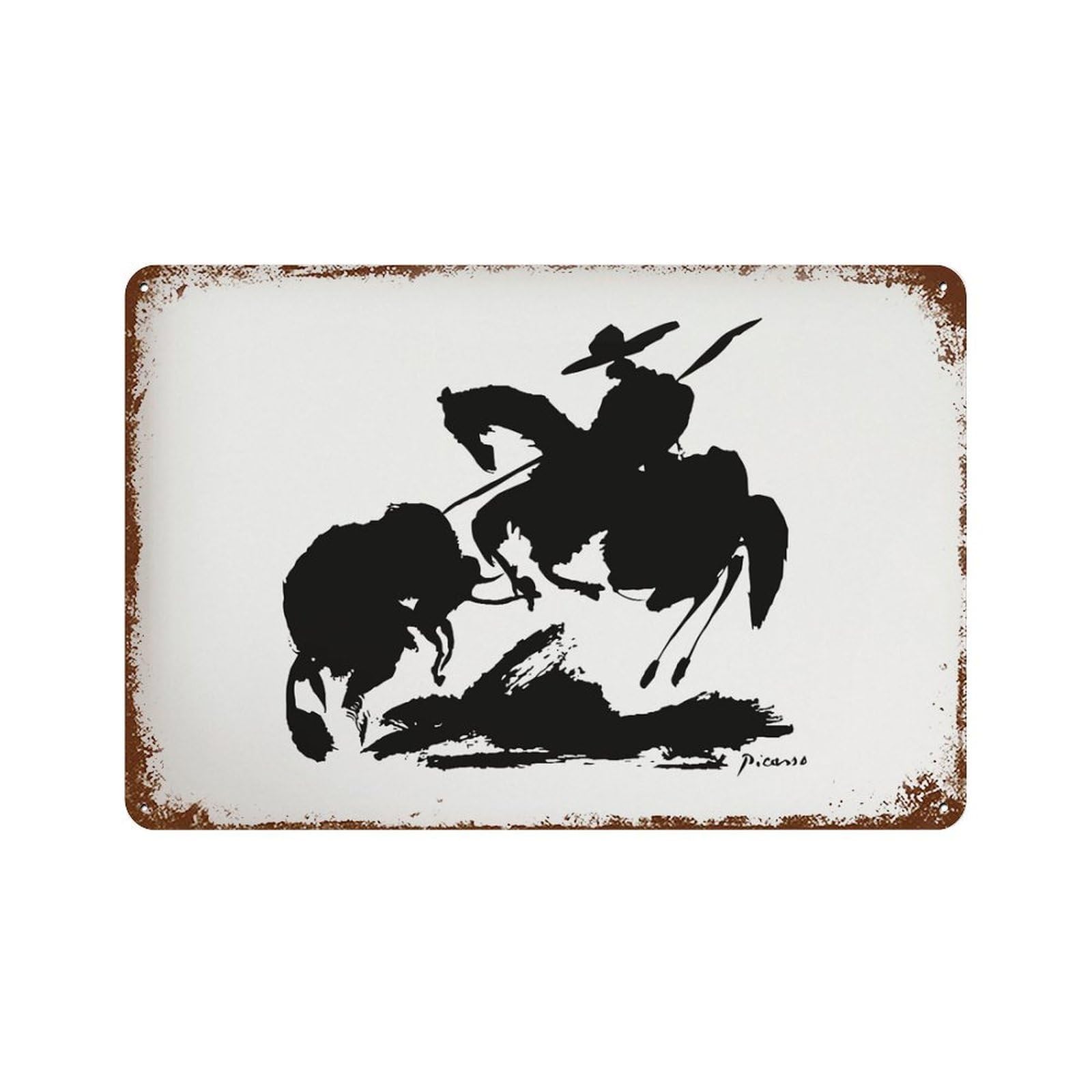 xiaoxiaoshen Pablo Picasso Bullfight Minimalist Wall Decor Art Metal Tin Poster Modern Home Decor Art Home Bar Shop Decorations Vintage Sign 20x30cm