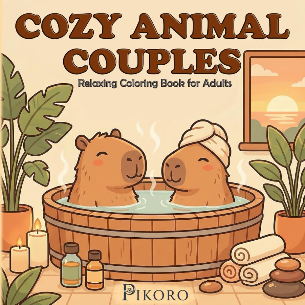 Cozy Animal Couples: Relaxing Coloring Book for Adults: Cute Animal Love Scenes at Home & Outdoors — Coffee Mornings, Movie Nights, Gardening, ...