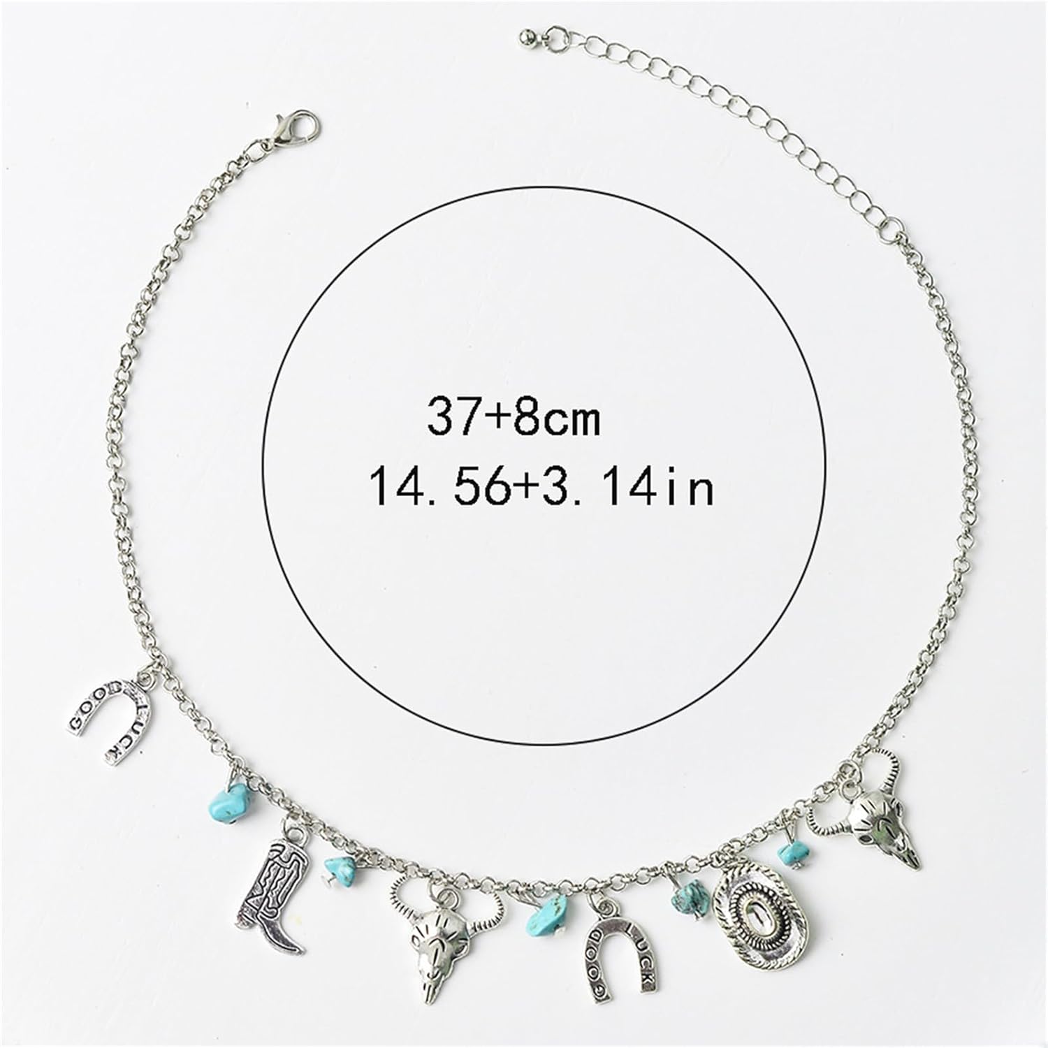 Cowgirl Cowboy Boot Hat Pendant Necklace Silver Plated Boho Personalized Texas Boots Adjustable Chain Necklace for Cool Men Western Style Country Women Birthday Party Fashion Jewelry Gifts - Image 7