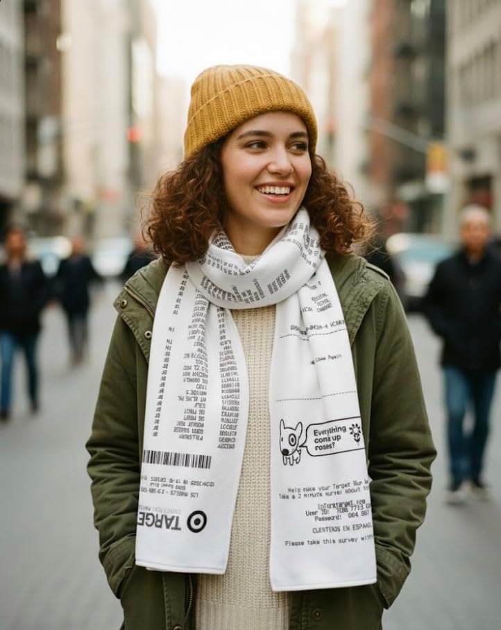 Target Receipt Scarf, Double Sided, Hilarious 100% Fleece Scarf. Looks Like a Real Target Receipt - Image 3