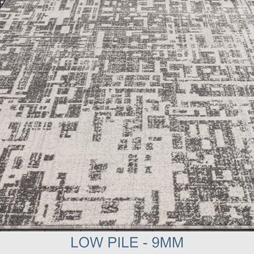 Asiatic Edits Low Pile Abstract Grey Indoor Rug for Living room Bedroom, Conservatory, Hallway, Large Area, Easy to Clean - Image 3