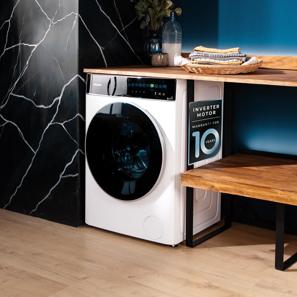 Cecotec Lave linge Frontal Bolero DressCode 10900 Inverter FullColor A, Machine à laver 10 kg, 1400 tr,min, écran 10,3", moteur Inverter, 11 programmes, SteamMax, classe A, Spa Care, Drum Clean Plus