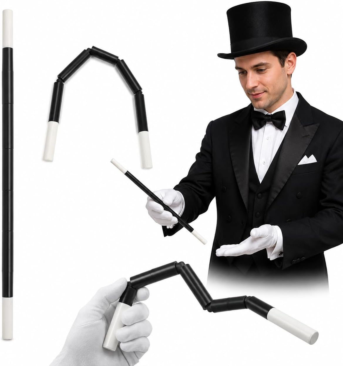 sumrica Breaking Wand, 13.98 Inch Flexible Magic Trick Wand, Premium ABS Plastic Magic Prop, Hilarious Prank Illusion Prop for Halloween Christmas Party, Stage Show & Corporate Business Gift