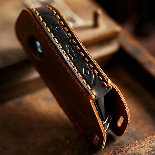 Miniatura 6 de EASYANT Funda de cuero para llavero BMW i7 X7 X7 xi 7 Series compatible con la nueva funda de llavero BMW azul