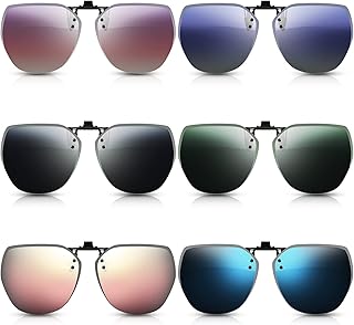 6 Pairs Polarized Clip on Sunglasses for Women Men UV Protection Polygon Clip on Sunglasses Colorful Flip up Driving Glasses for Outdoors Indoor Eyeglasses, 6 Colors