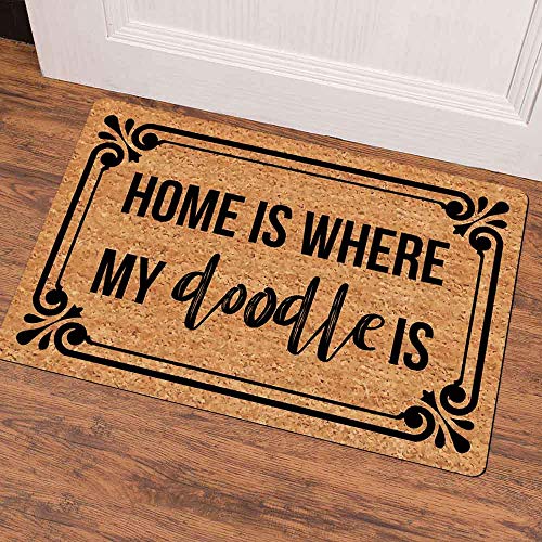 Ruiyida Entrance Mat Home Is Where My Doodle Is Funny Doormat Door Mat Decorative Indoor Doormat Non-Woven 23.6 By 15.7 Inch Machine Washable Fabric Top #TOP1