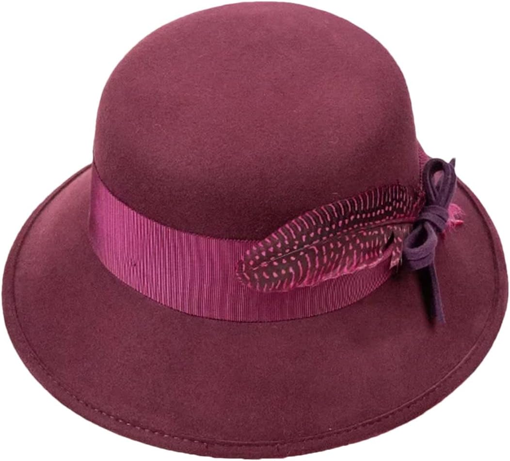 Wool Boater Hats For Women Black Winter Hat Wide Brim Fedora Hat Wool Hat Lady Church Party Floppy Porkpie