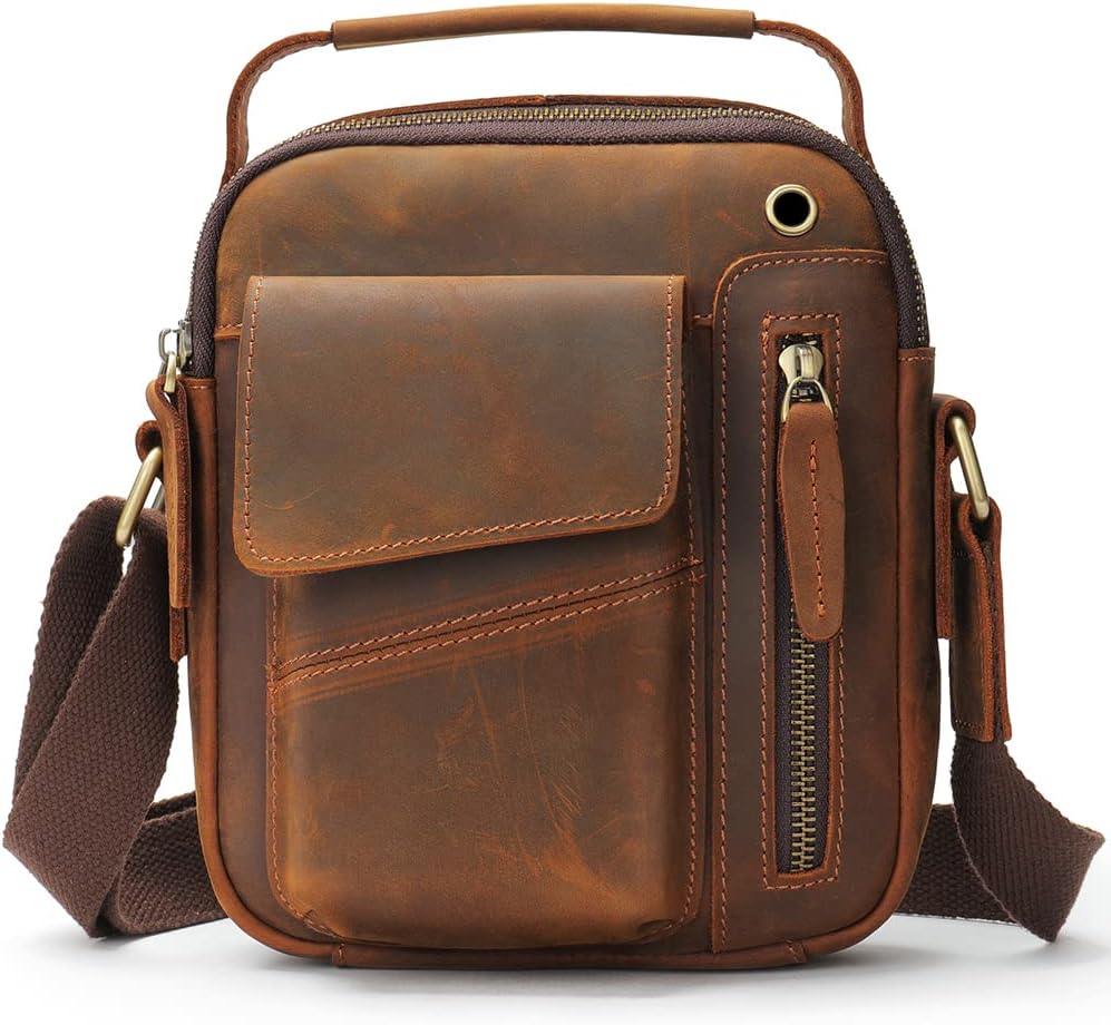 IVESIGNCrossbody Sling Bag for men and women,Leather Satchel Shoulder Bag