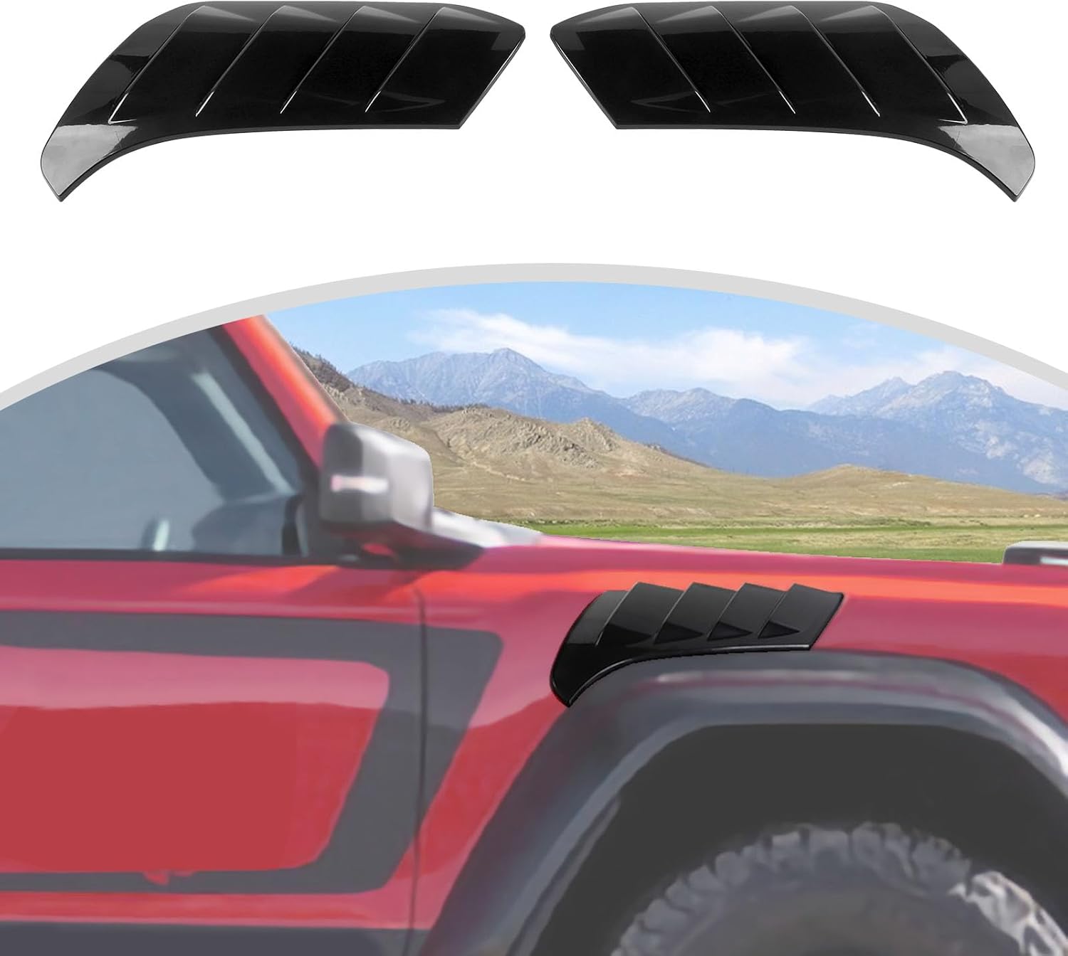 CheroCar Fender Vent Sets Compatible with 2021 2022 2023 2024 2025 Ford Bronco Raptor,Fender Flares Vent Guard Cover,Side Air Vent Outlet Cover for Bronco Raptor Exterior Accessories(Black)