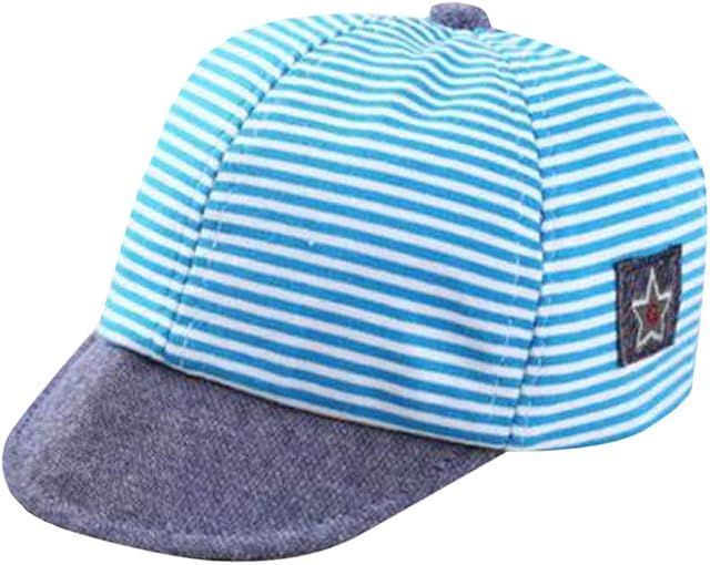 Newborn Baby Striped Baseball Cap Infant Cotton Soft Brim Sun Protection Hat Spring Summer Travel Anti UV Sun Hat Snapback Peaked Adjustable Hat for Baby 3-12 Months