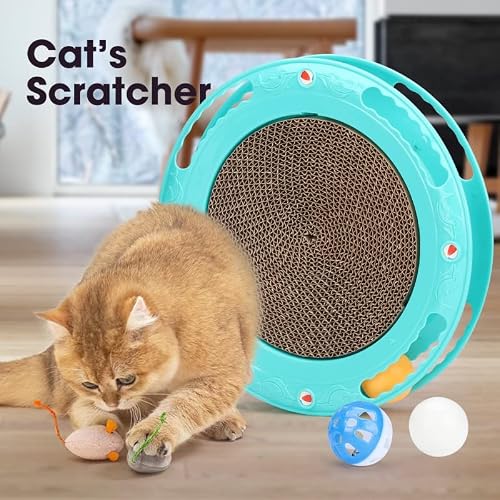 Cat Scratcher Toy, Cat Toy, Scratch Pad,Scratching Toy, - Cardboard Cat Scratcher Pad With Cat Toy Ball Track And Catnip (1 Pack) #TOP3