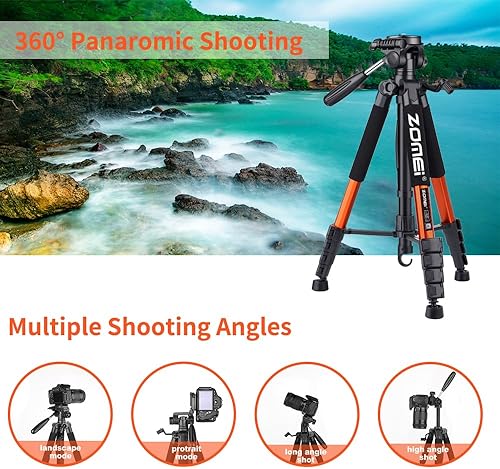 Miniatura 9 de Trípode para cámara, trípode de 74 pulgadas para soporte de cámara, trípode resistente con bolsa de viaje para proyectores, láser, cámaras réflex