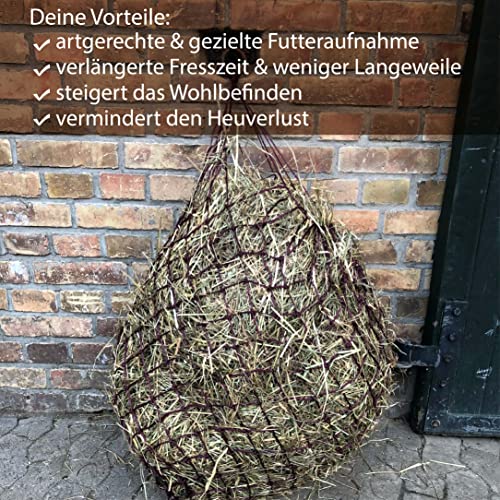 Extra Large Hay Net for Horses 5 x 5 cm Mesh Species-Appropriate Feeding Improved Digestion Hay Bag for Travelling Feeding Bag for Ponies Young Horses Old Horses Goats (1 x Bordeaux) - Image 2