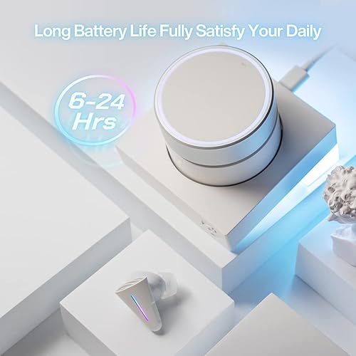 Miniatura 7 de Angry miao CYBERBLADE Auriculares inalámbricos para juegos, auriculares Bluetooth con cancelación activa de ruido con micrófono, auriculares de baja