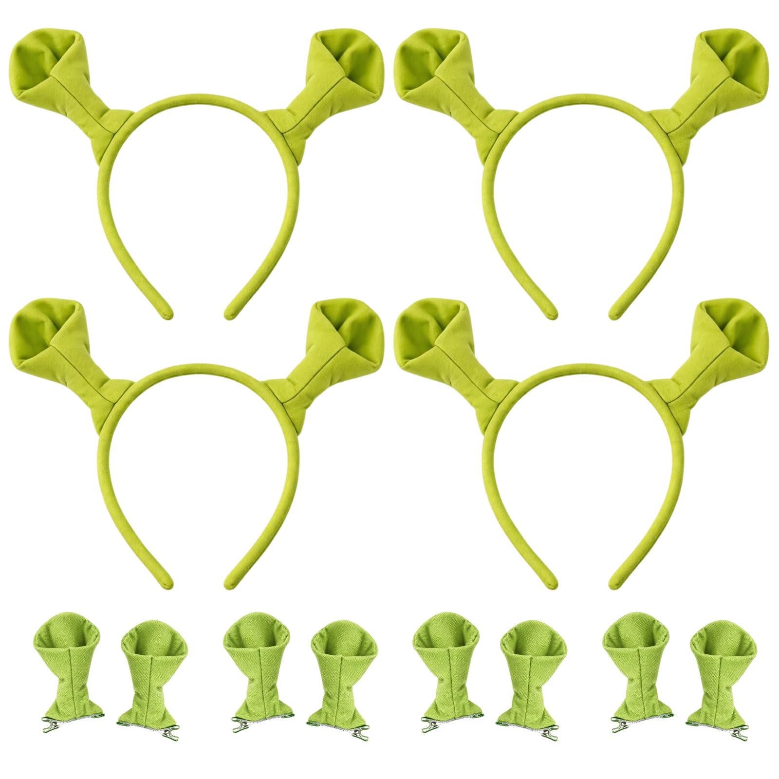 XazNvc 12 PCS Green Ears Headband, Funny Headband and Green Ears Hair Clip, Adult Fancy Dress, Halloween Accessories for Themed Parties Photos Cosplay Events