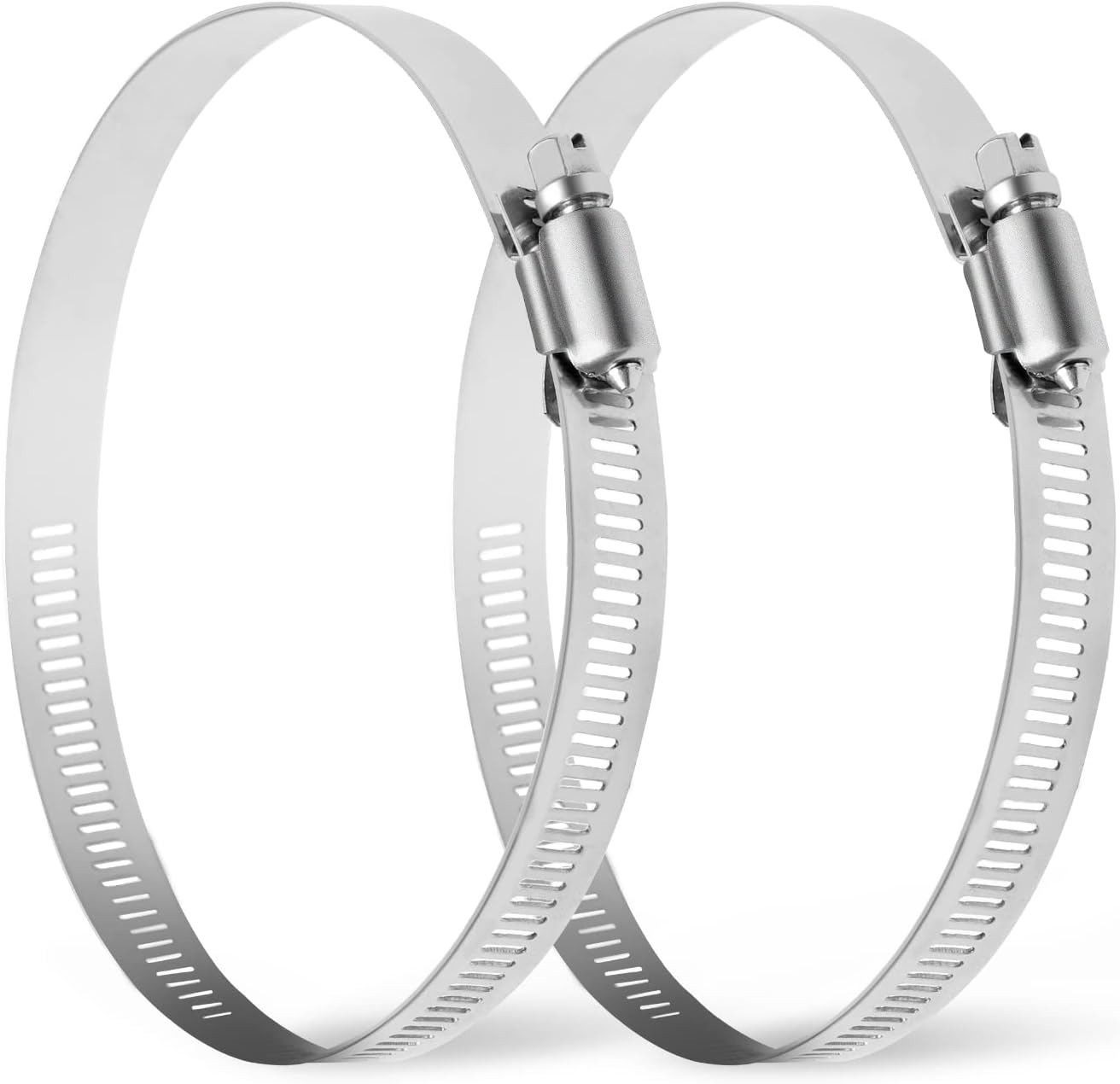 iPower 1 Pair 6 Inch Adjustable 304 Stainless Steel Duct Hose Clamps for Ducting Ventilation, Pipe, Heating and Cooling, Worm Gear