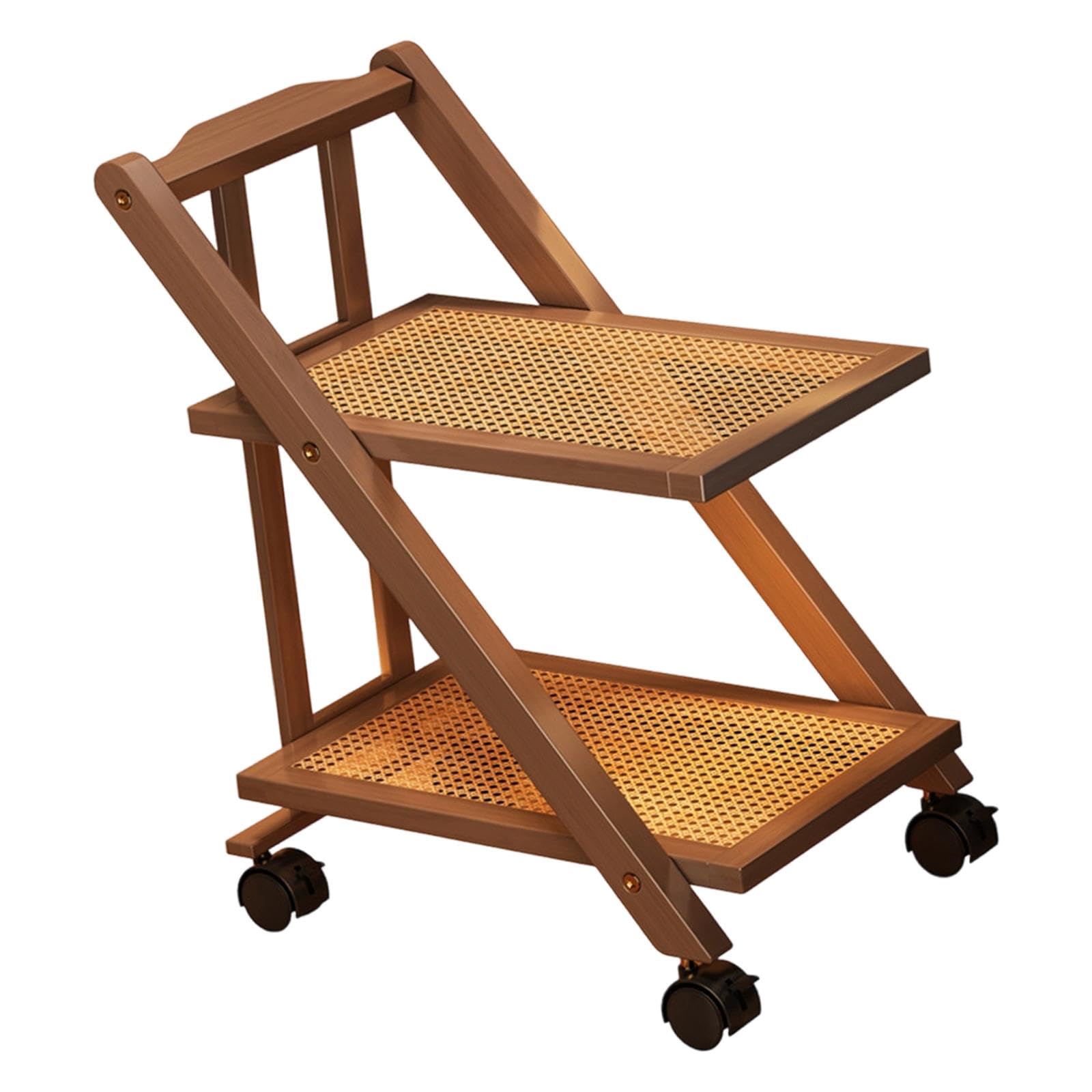 Carro Auxiliar Plegable de 2 Niveles Mesa Auxiliar con Ruedas Organizador de Almacenamiento Y Mesita de Noche Adecuado para Dormitorio Y Baño