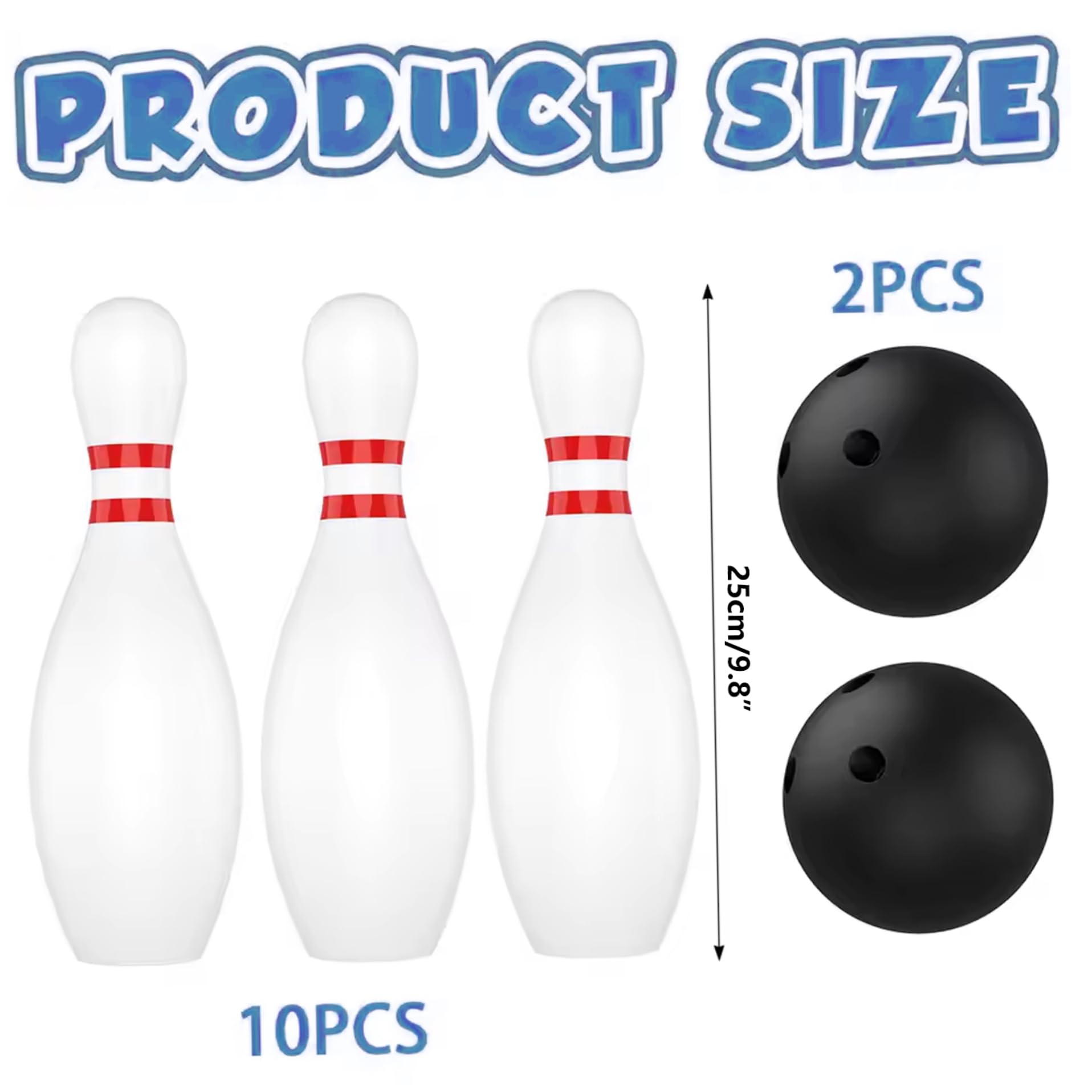 Ensemble de bowling pour enfants, 10 quilles en plastique et 2 balles, jeu de bowling pour tout-petits, jeu d'activité intérieure et extérieure, cadeaux fête d'anniversaire éducatifs pour garçons