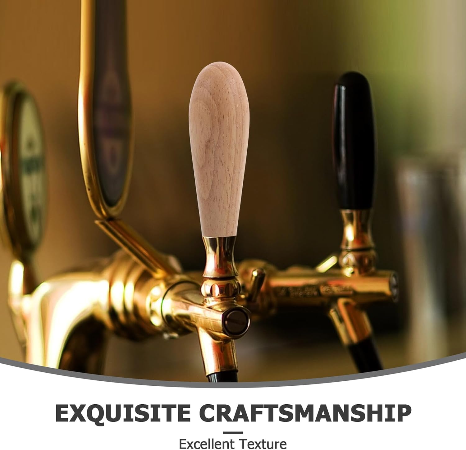 Garneck 2pcs Wooden Beer Tap Handle Replacement for Kegerator Ergonomic Grip Vintage Style Faucet Handle for Beer Barrel Taps Easy to Install Keg Faucet Knob Rubberwood Bar Accessory