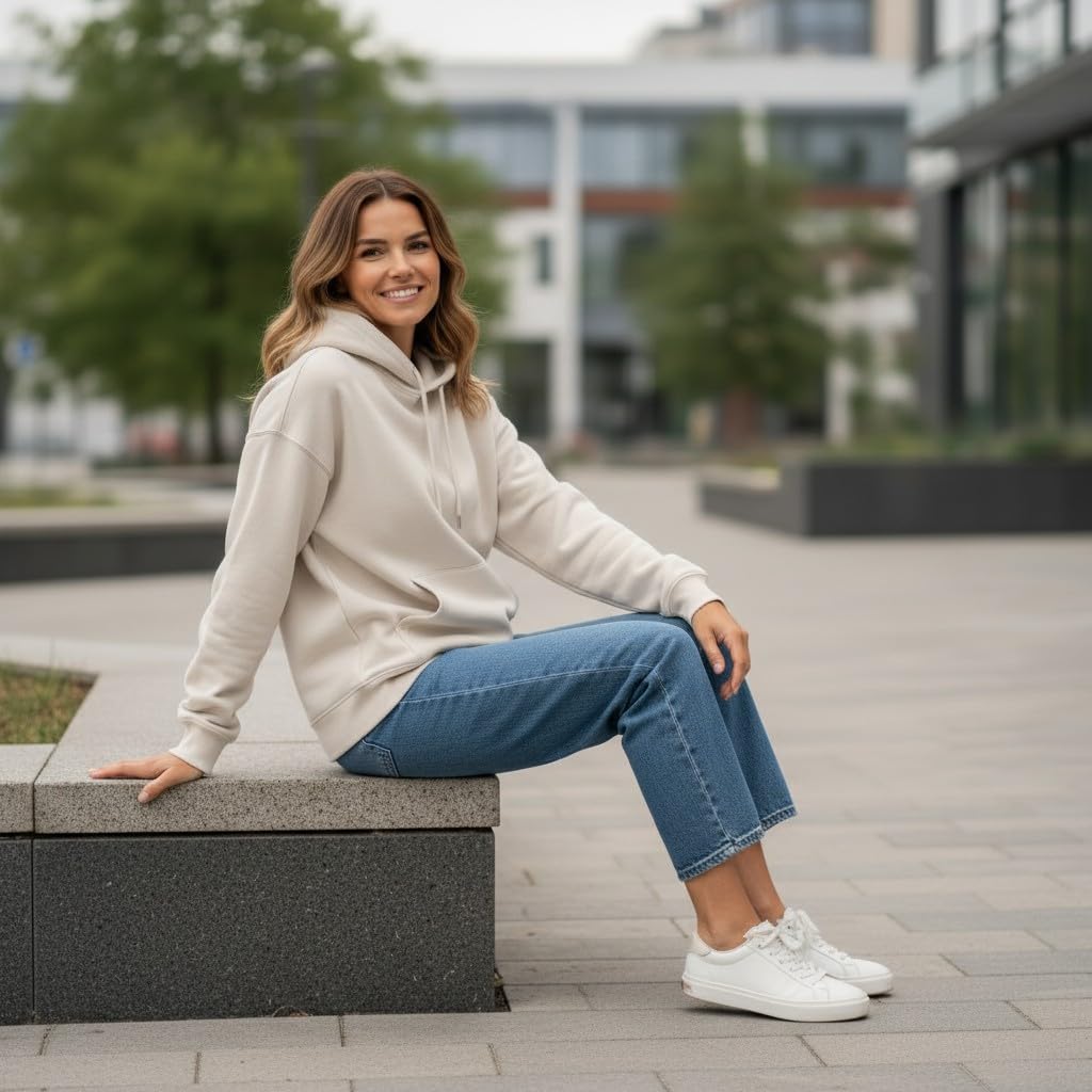 Stone Kids Sweat à Capuche Femme Uni Beige, Confort Premium et Respirant, Coupe Regular, Tailles XS à XL