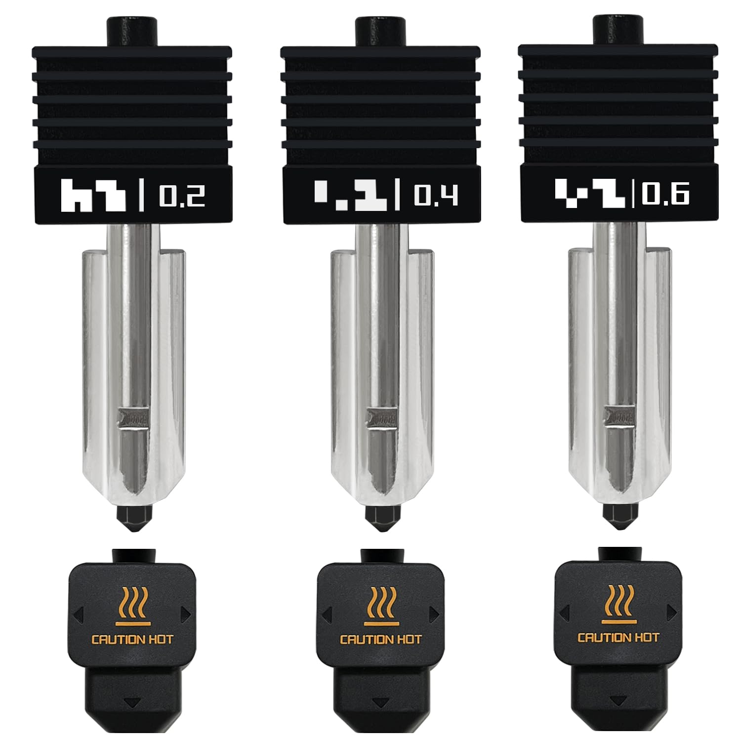 3PK 0,2 mm 0,4 mm 0,6 mm P2S Hotend per H2S/H2D/H2C/A1/A1 Mini Hotend ugello temprato estrusore a sgancio rapido con attacco in silicone 3PK, testina di ricambio per stampante 3D Bambu Lab