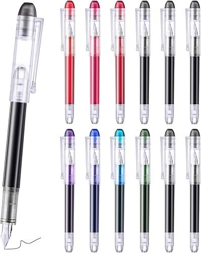 Miniatura 9 de EEOYU 12 bolígrafos estilográficos desechables, suministros de oficina de escritura suave para bocetos, diario, caligrafía, garabatos y regalos