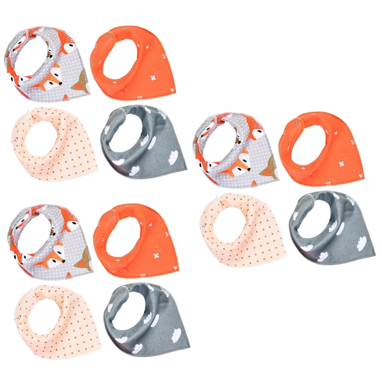 UPKOCH 12piezas Baberos De Algodón Unisex Para Bebés Absorbentes y Ajustables Toallas De Saliva Para Recién Nacidos Protección Goteo y Manchas Diseño Botones Presión Tipo