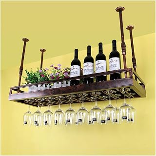 Estante de botella de vino Hogar/Bar retro Metal Industrial Bar Vintage Vino Montada Casa de vaso Copa Copa de copa debajo de gabinete Café de restaurantes Organización de cocina y estante de