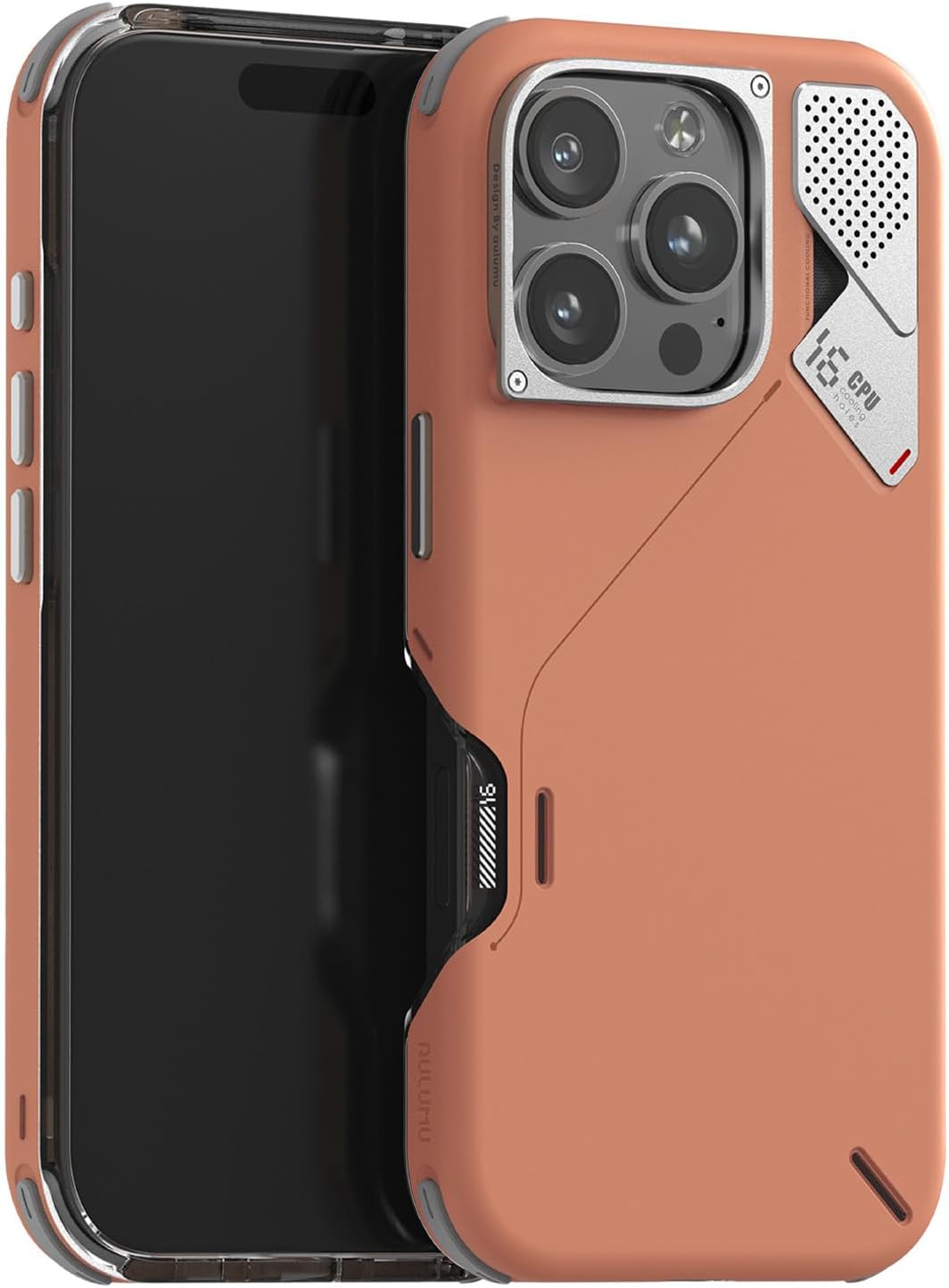 Aulumu A16 Shockproof iPhone 16 Pro Case | Real Cooling | Aluminum Alloy Camera Frame | Multi-Layer Composite Protection - Yellowish-Brown