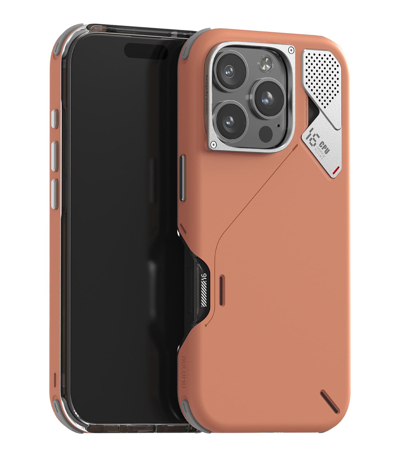 Aulumu A16 Shockproof Case for iPhone 16 Pro | Real Cooling | Aluminum Alloy Camera Frame | Multi-Layer Composite Protection - Yellowish-Brown