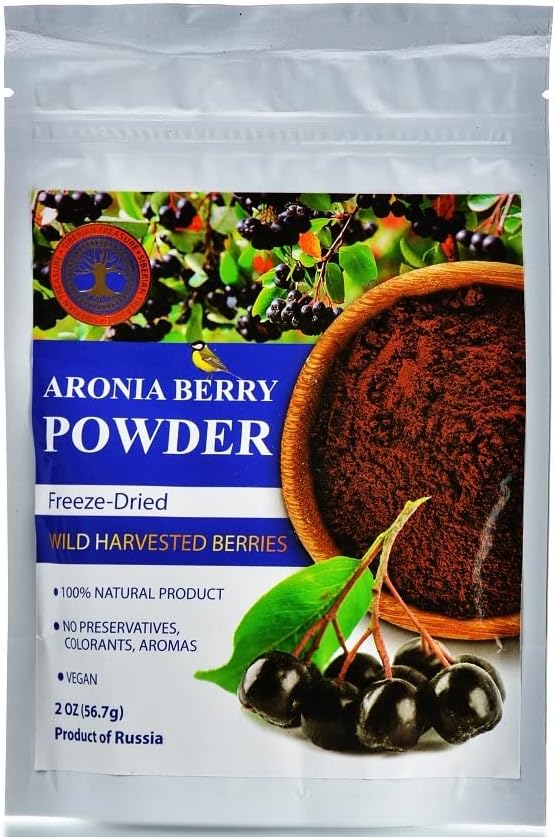 Wild Harvested Aronia Berry Freeze-Dried Powder – 2 Oz – Natural Aronia Berry Powder, No added sugar, No GMOs