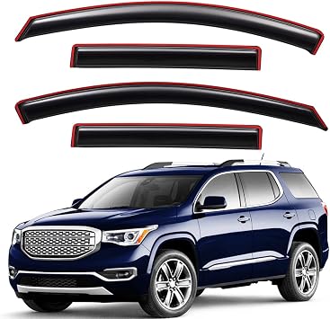 Lightronic Extra Durable Clip-on in-Channel Auto Vent Window Visor, Fit 2017-2023 GMC Acadia EXCLUDES Acadia Limited, UV Protection Rain Guard, Original Wind Deflector, No-Drill, Dark Smoke, 4-Pcs