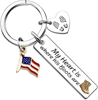Military Mom Gifts Keychain Deployment Gifts Army Soldier Wife Girlfriend Gift Soldier Mom Gift-My Heart is Where His Boots are
