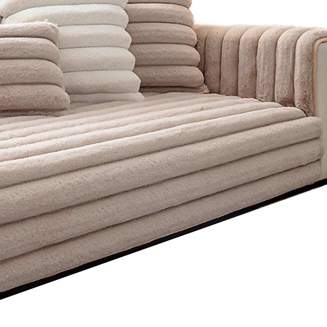 Housse de canapé en peluche khaki douceur haut de gamme