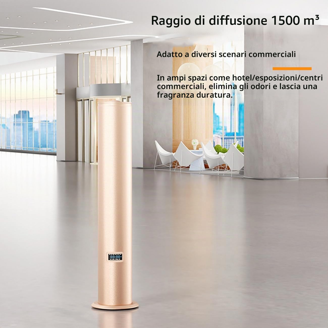 Diffusore di Oli Essenziali Professionale - Copertura 1500 m³, Controllo Bluetooth, Basso Rumore 25 Db, diffusore in Lega di Alluminio per Grandi Ambienti, ristoranti, Hotel,Gold
