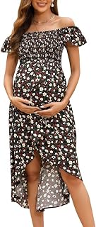 Vestido de maternidad de verano para mujer, manga corta, línea A, vestido de lactancia, estampado informal, vestido de maternidad