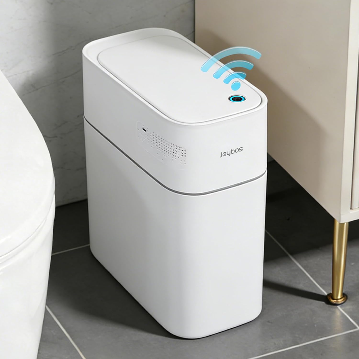 3.5 Gallon Slim Automatic Trash Can for Bathroom,Touchless Diaper Trash Can with Trash Bag Auto-adsorption Technology,Motion Sensor Diaper Garbage Bins for Bedroom Office Kitchen Toilet