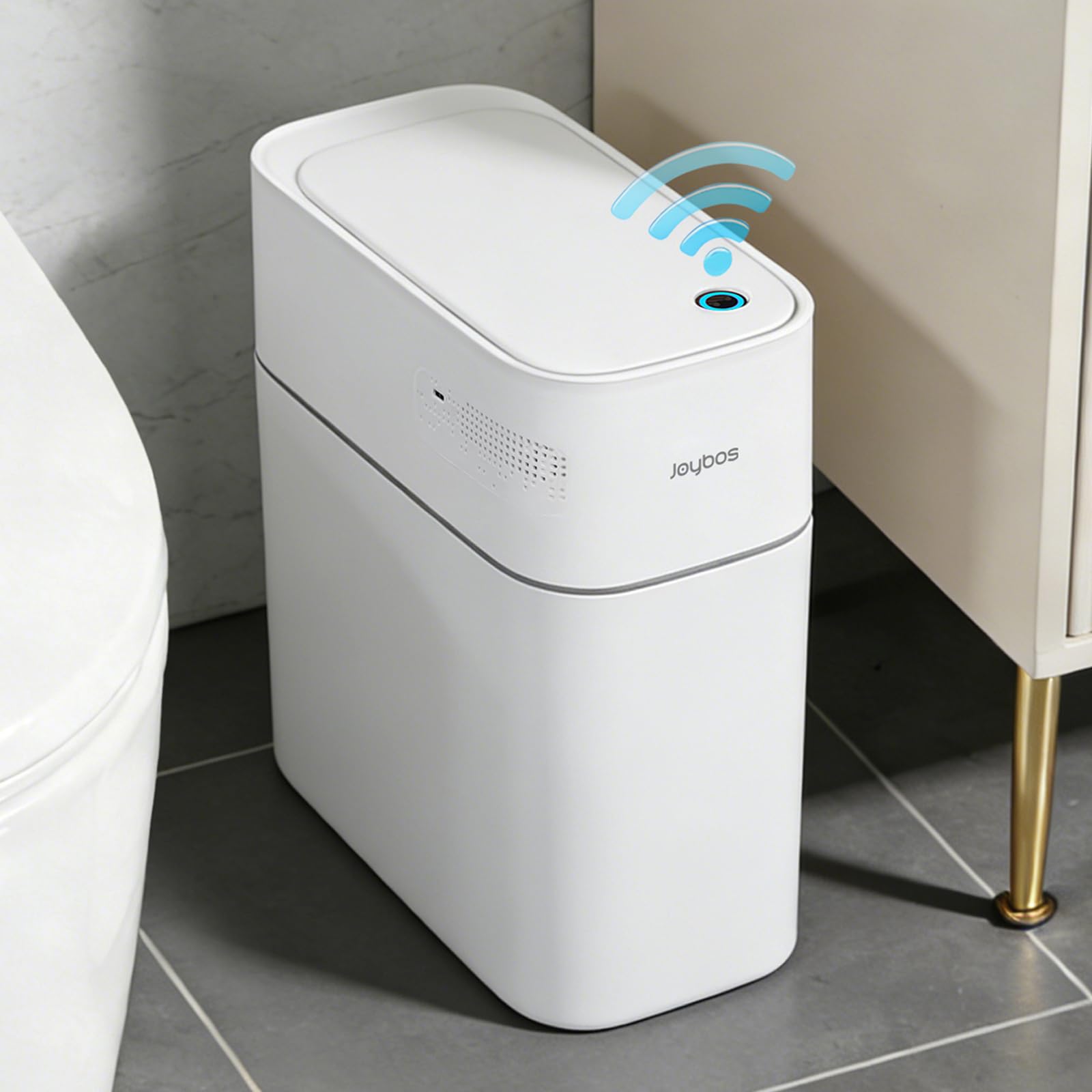 Photo 1 of [JUDRDO 3.5 Gallon Slim Automatic Trash Can for Bathroom,Touchless Diaper Trash Can with Trash Bag Auto-adsorption Technology,Motion Sensor Diaper Garbage Bins for Bedroom Office Kitchen Toilet
