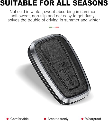Miniatura 6 de KUNGKIC Funda inteligente para llavero de automóvil para Toyota CHR C-HR Camry Prius Prado Corolla RAV4 aleación de aluminio y protector de cuero