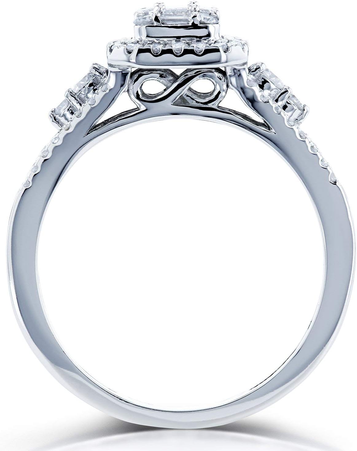 Kobelli Diamond Baguette and Round Cluster Halo Split Shank Ring