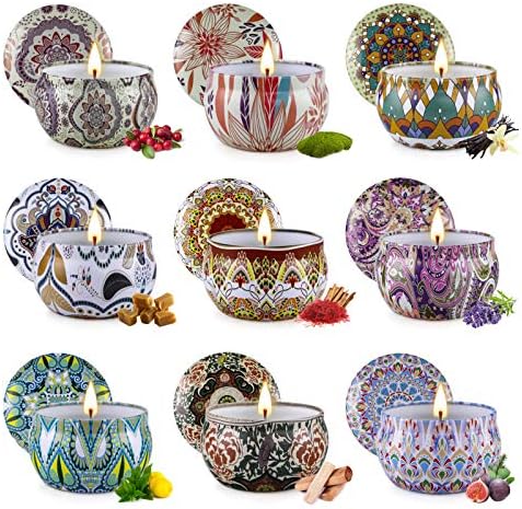 9 Pack Scented Candles Gift Set for Women, 2.5 oz Soy Wax Aromatherapy Candles for Home Decoration, Long Lasting Tin Jar Candles for Birthday Valentine's Mother's Day Present