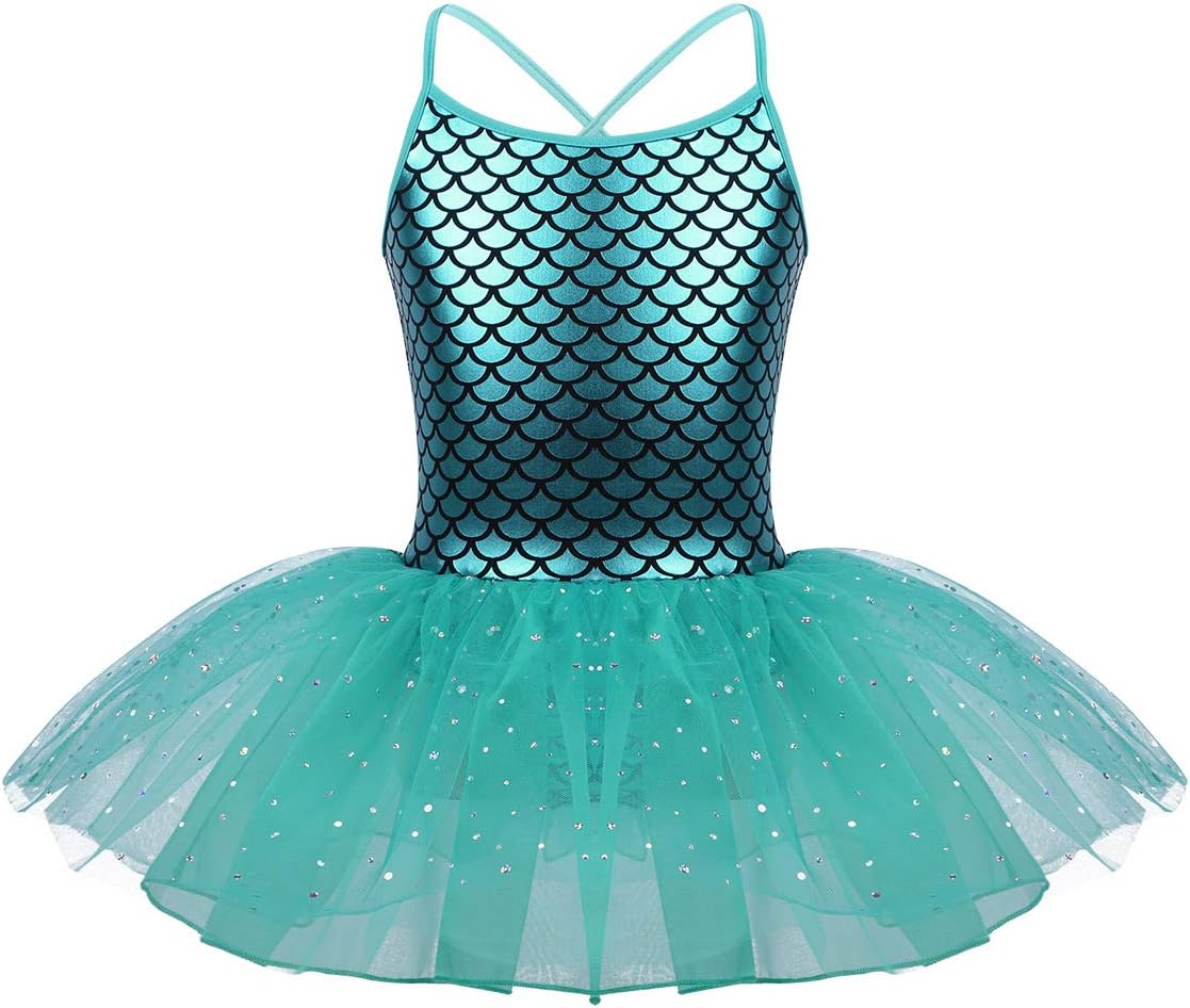 iiniim Girls Kids Gymnastics Dance Dress Sequins Ballet Tutu Leotard Skirt Tiered Princess Fairy Costume