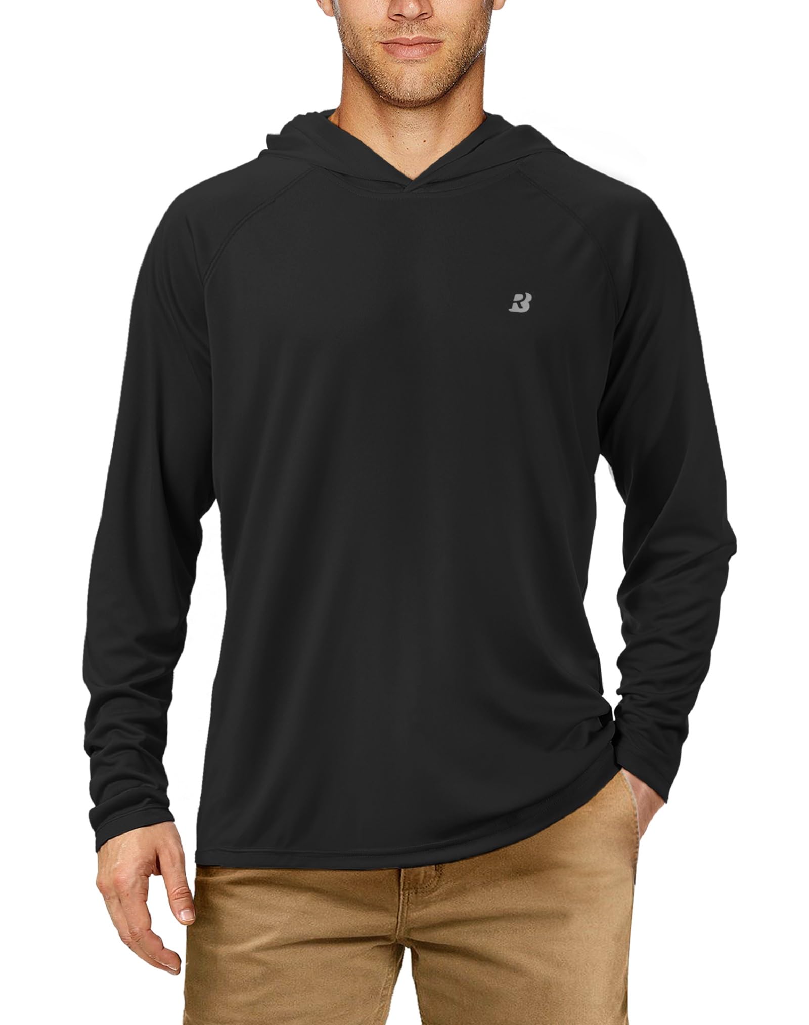 Roadbox Herren UPF 50+ Kapuzenpullover Shirt, UV Sonnenschutz Langarmshirt, Outdoor Wassersport Rashguards für Sommer Angeln
