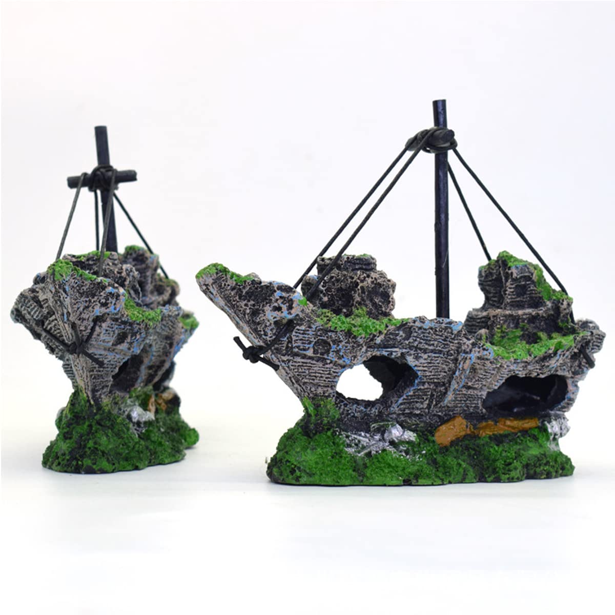 Decorazione per Acquario Pirata Nave Aquarium Fish Tanksscaping Decoration Betta Hideout Resin Ornnents,14.5x5.5x12cm